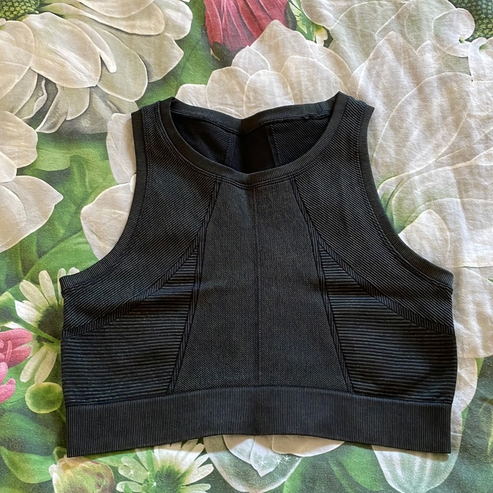 Aerie Black Seamless Cropped Tank Size L NEW